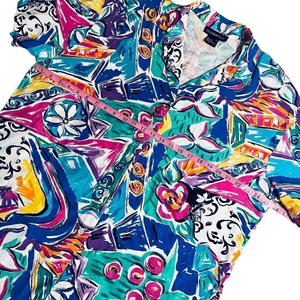 Colorful Abstract Pattern Short sleeve button down shirt - Picture 4 of 6